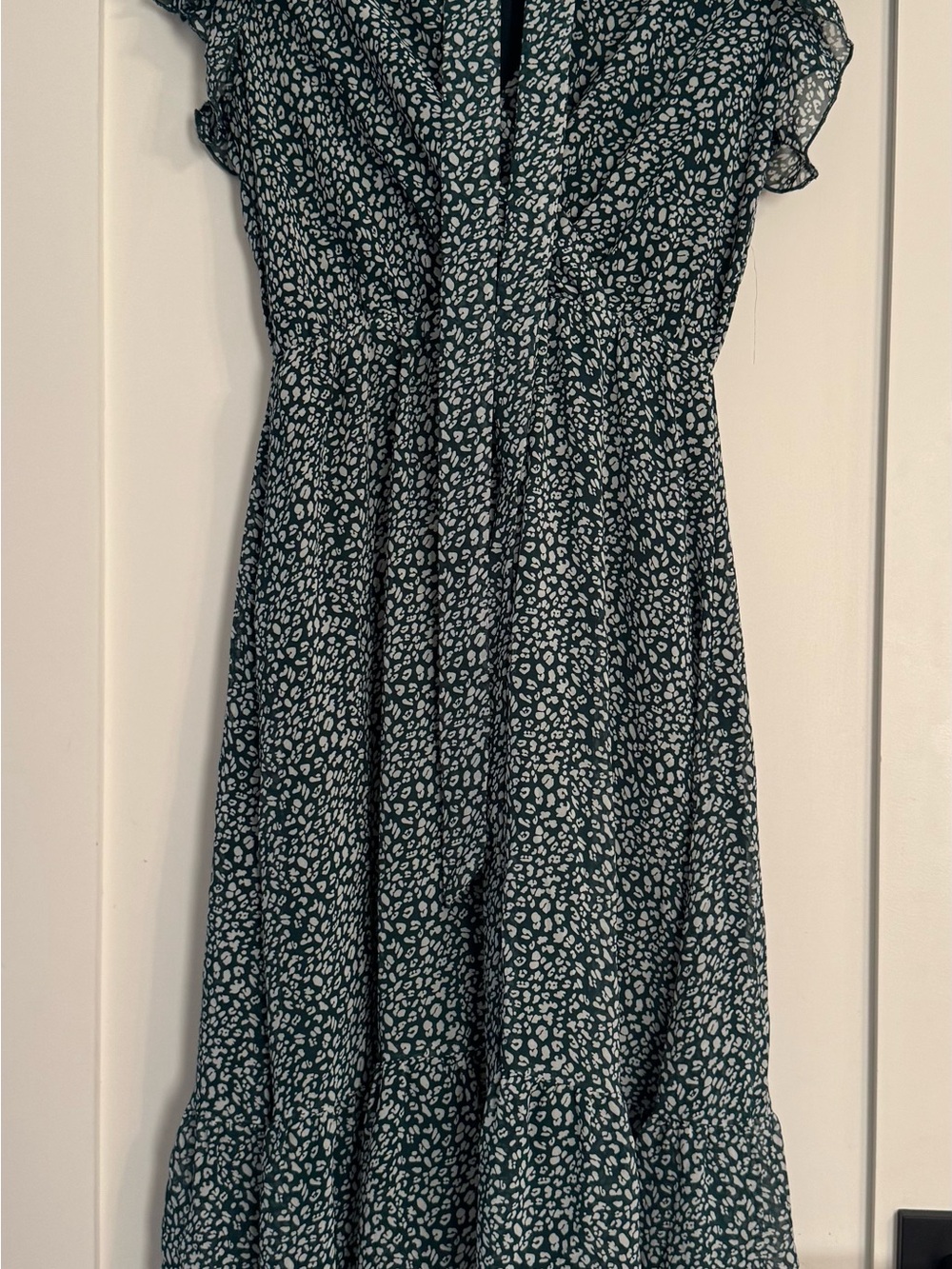 Women’s Green and White Tiered Dress